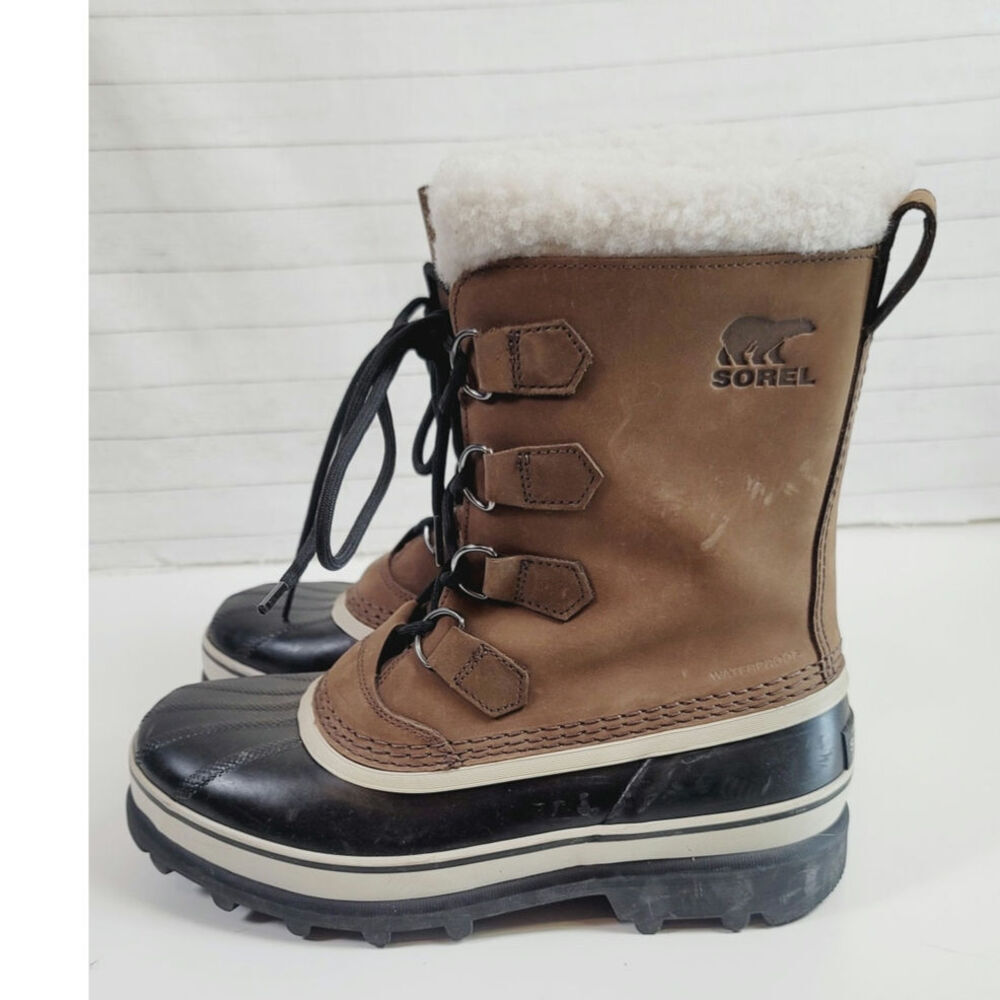 SOREL 1964 Pac Nylon Waterproof Snow Boots in Tabacco Black, sz 8.5
